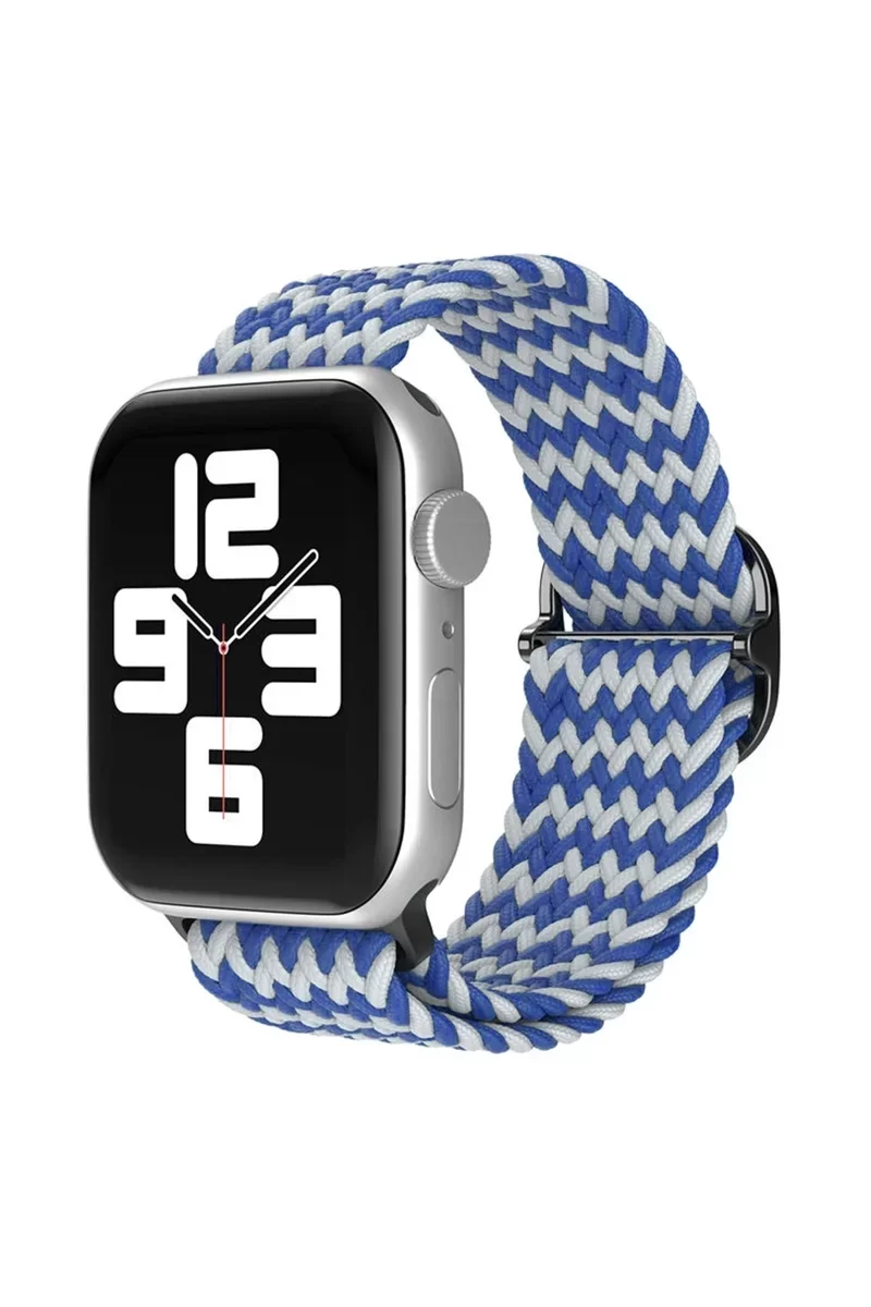 Newface Apple Watch 42mm Star Kordon - Zigzag Beyaz-Mavi