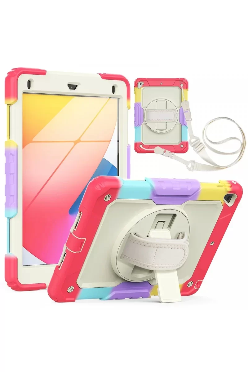 Newface iPad 5 Air 9.7 Kılıf Tablet Rainbow Kapak - Kırmızı