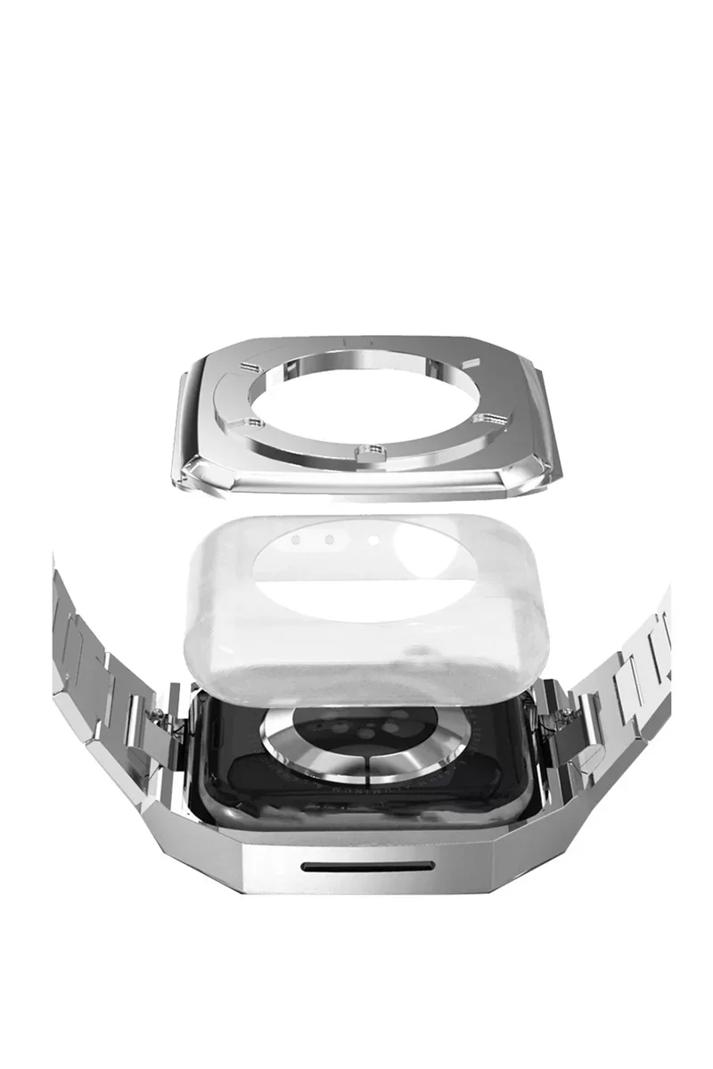 Newface Apple Watch 44mm Metal Petek Kasalı Kordon - Rose Gold