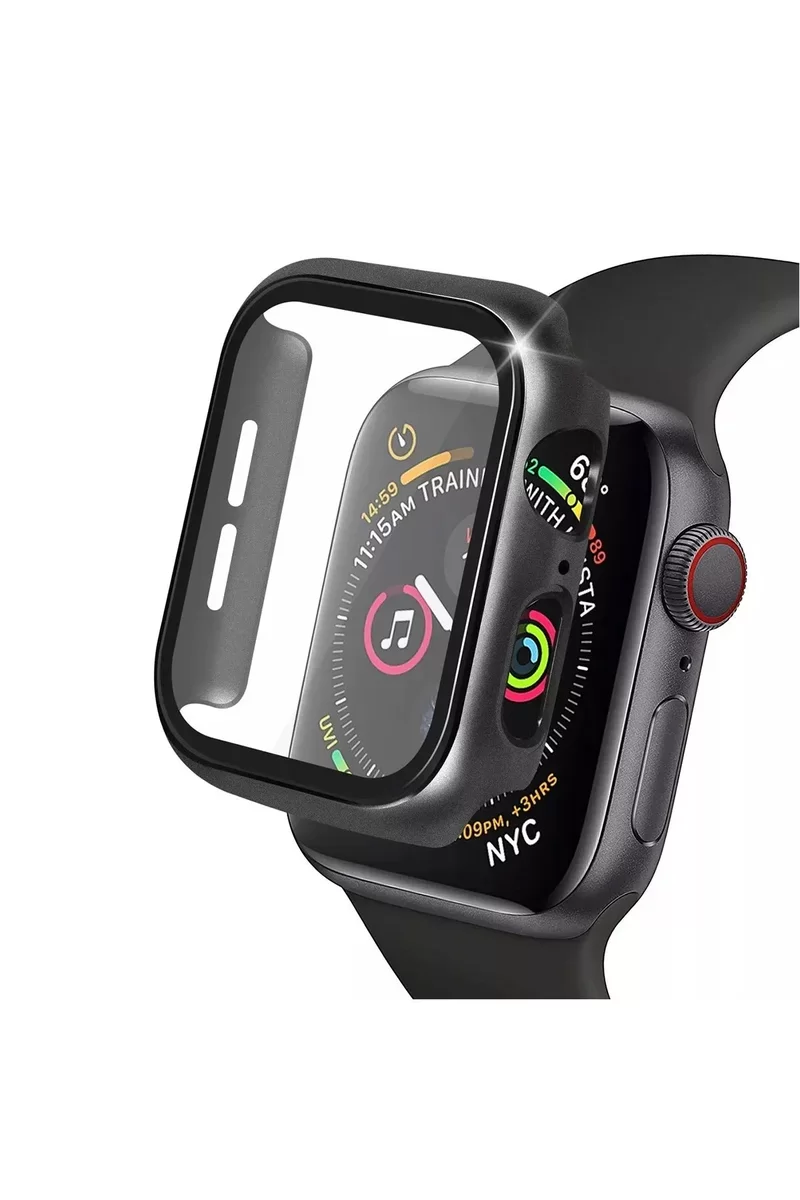 Newface Apple Watch 41mm Camlı Kasa Ekran Koruyucu - Siyah