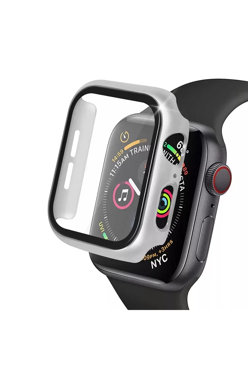 Newface Apple Watch 41mm Camlı Kasa Ekran Koruyucu - Gümüş