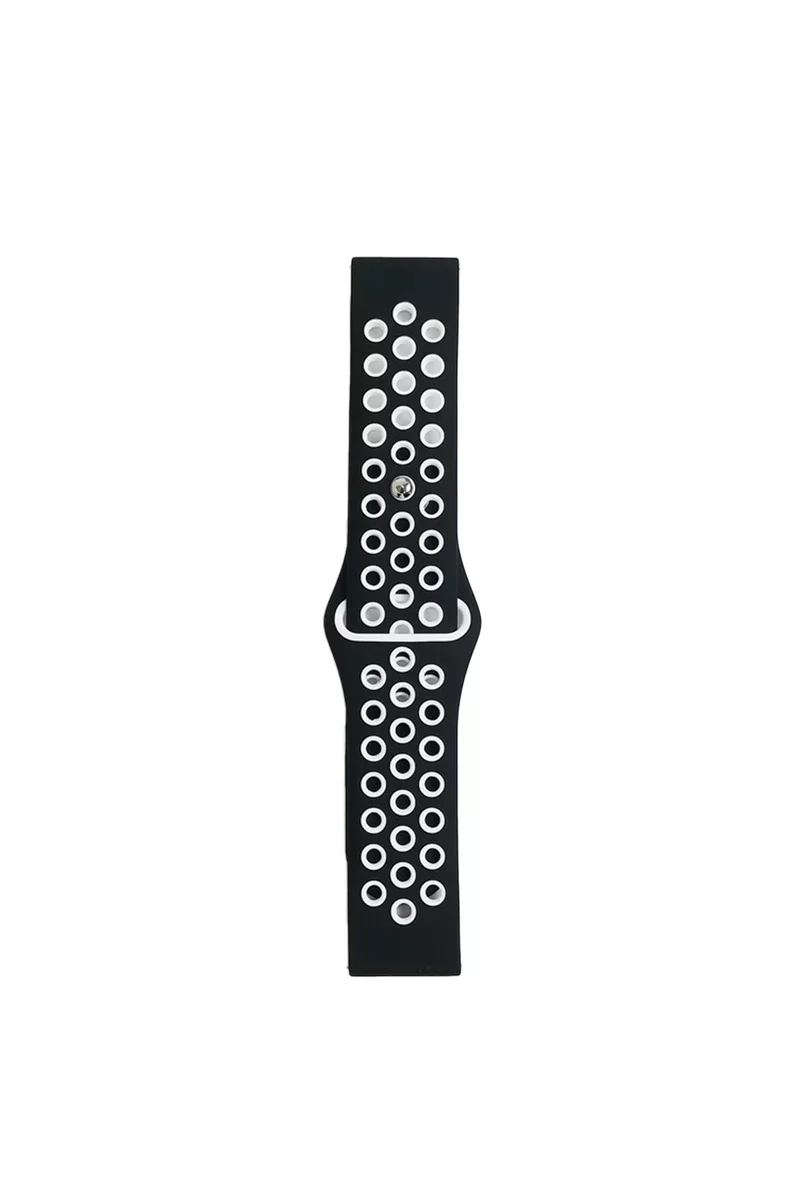 Newface Watch 22mm Spor Delikli Kordon - Siyah-Beyaz