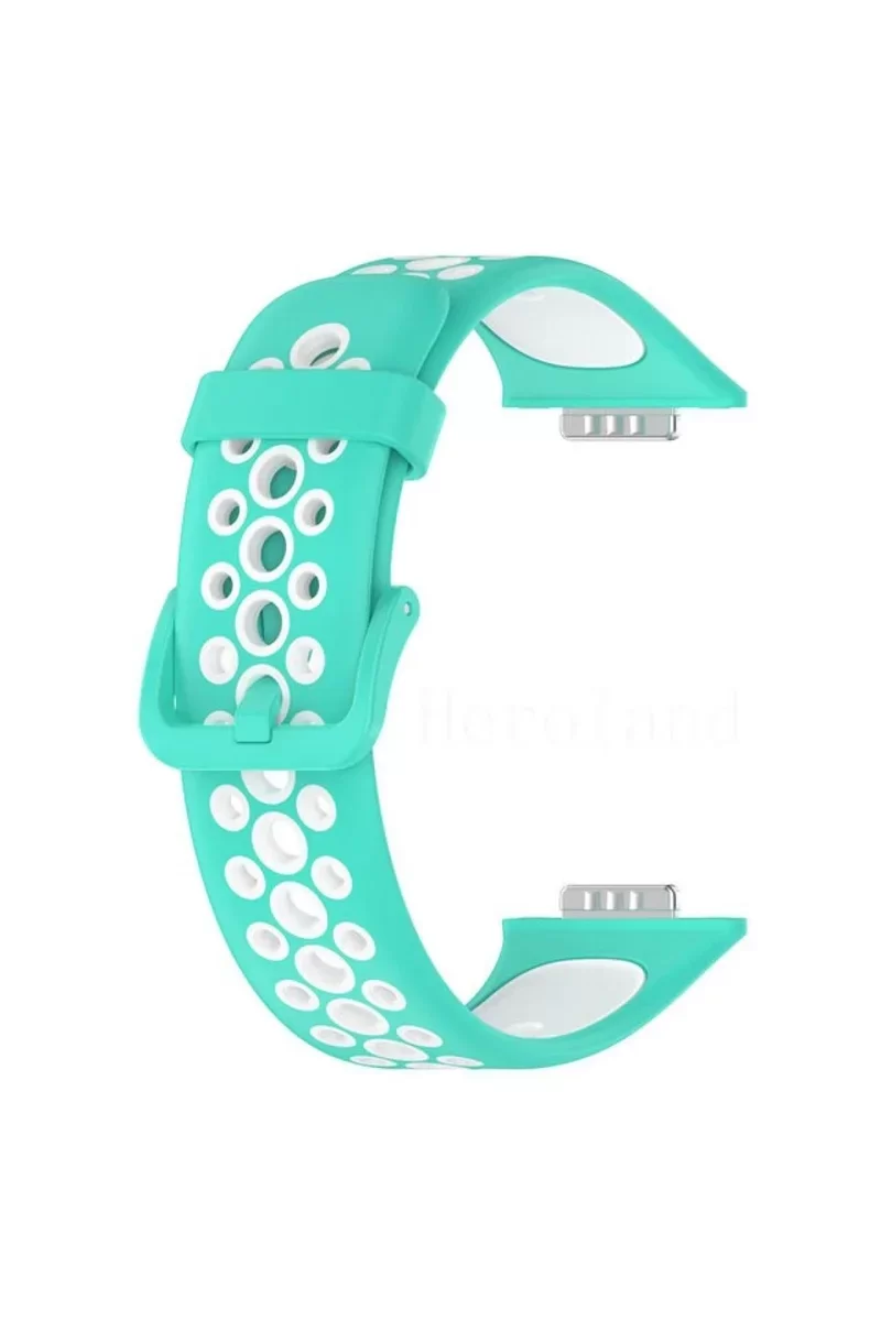 Newface Huawei Watch Fit 2 Spor Delikli Kordon - Turkuaz-Beyaz
