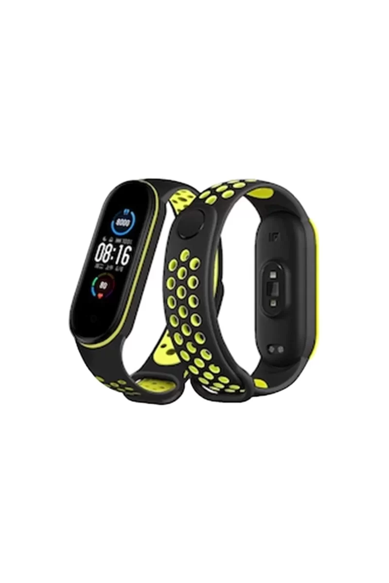 Newface Xiaomi Mi Band 4 Spor Delikli Kordon - Siyah-Yeşil