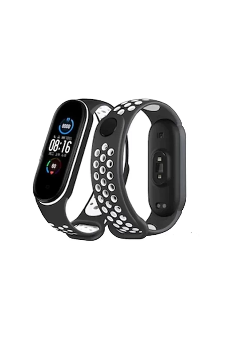Newface Xiaomi Mi Band 4 Spor Delikli Kordon - Siyah-Beyaz