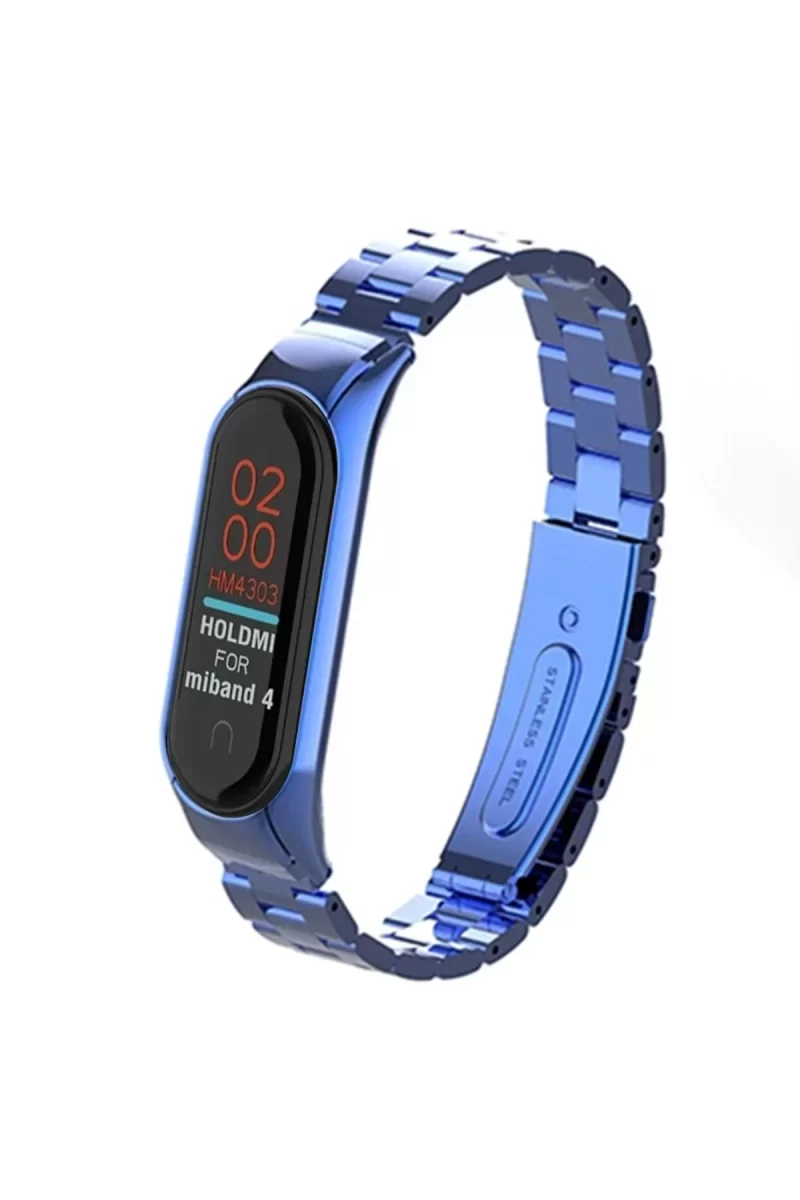Newface Xiaomi Mi Band 4 Metal Baklalı Kordon - Mavi