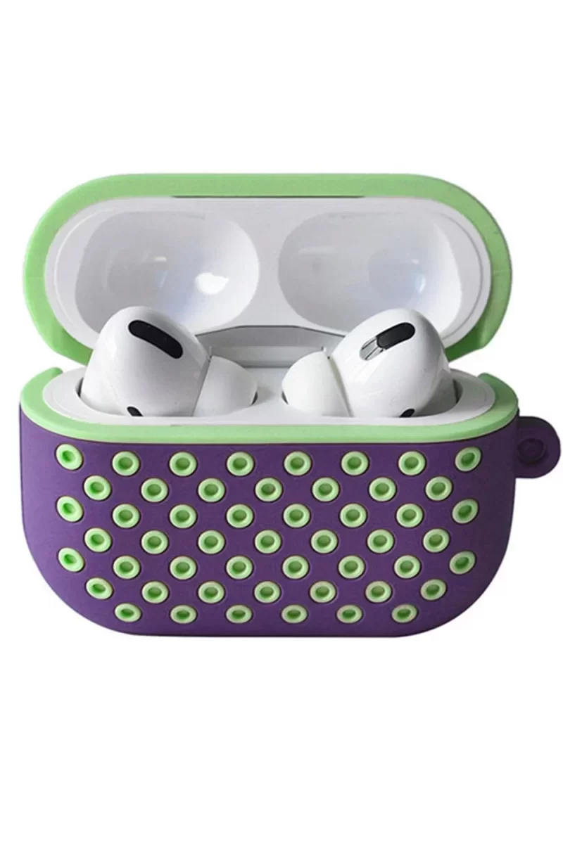 Newface Airpods Pro 2 (2.nesil) Spor Delikli Kılıf - Lila-Yeşil