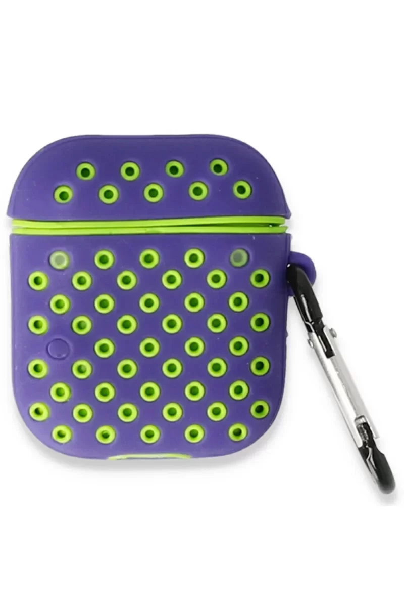 Newface Airpods 2 (2.nesil) Spor Delikli Kılıf - Lila-Yeşil