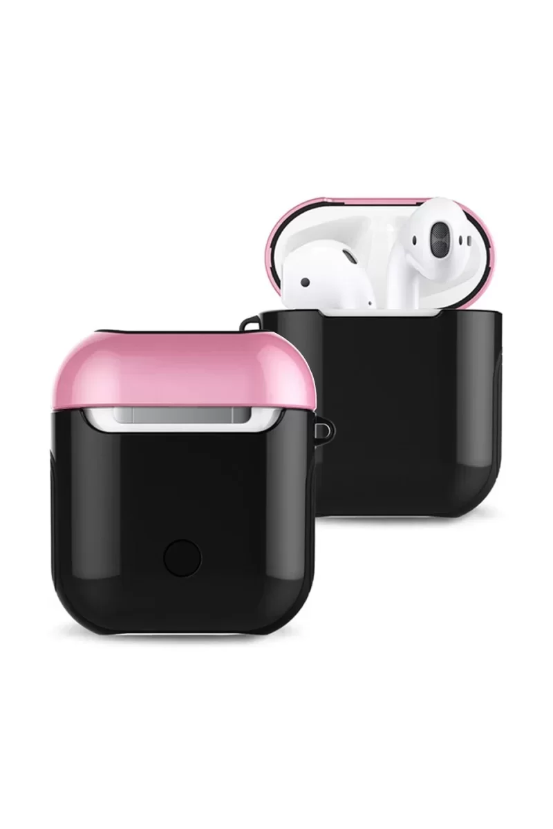 Newface Airpods 2 (2.nesil) 3in1 Kılıf - Siyah-Pembe