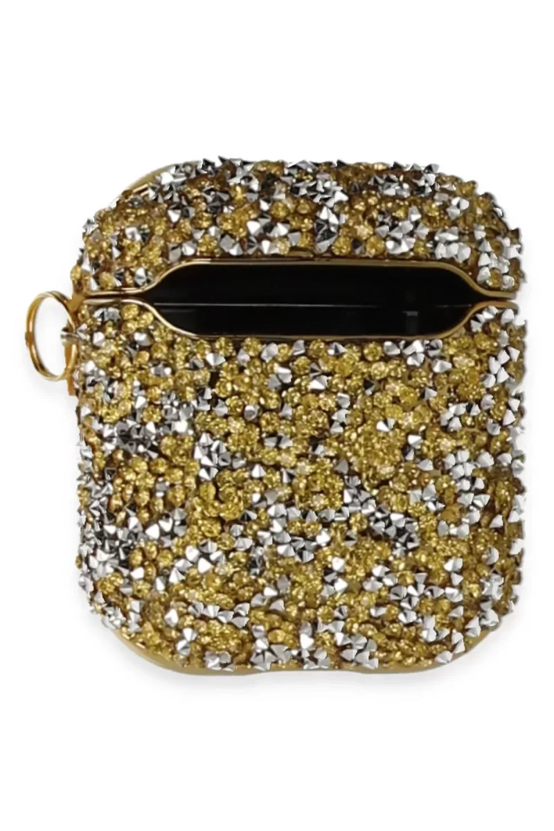 Newface Airpods 2 (2.nesil) Mira Taşlı Kılıf - Gold