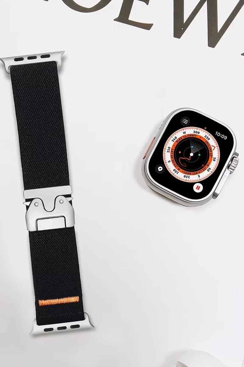 Newface Apple Watch 42mm Forest Kumaş Kordon - Siyah