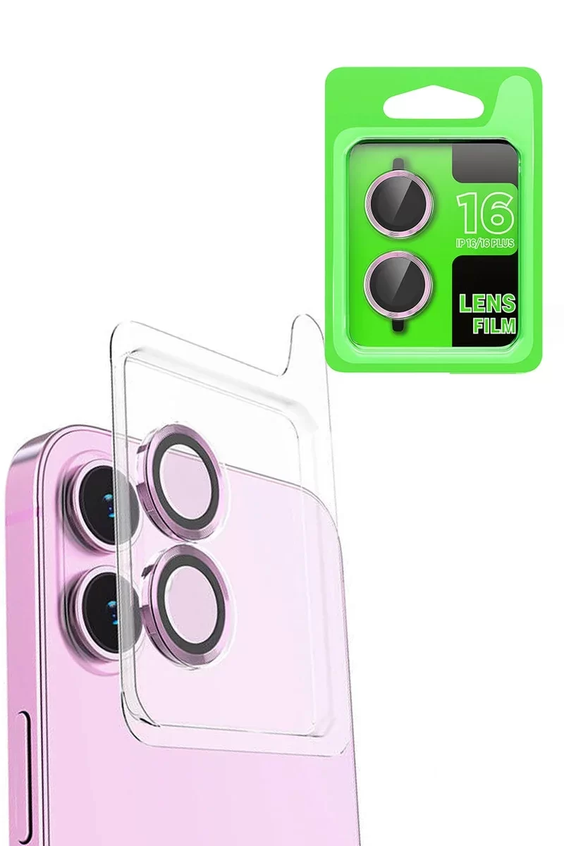 Newface iPhone 16 Plus Raze Metal Kamera Lens - Pembe