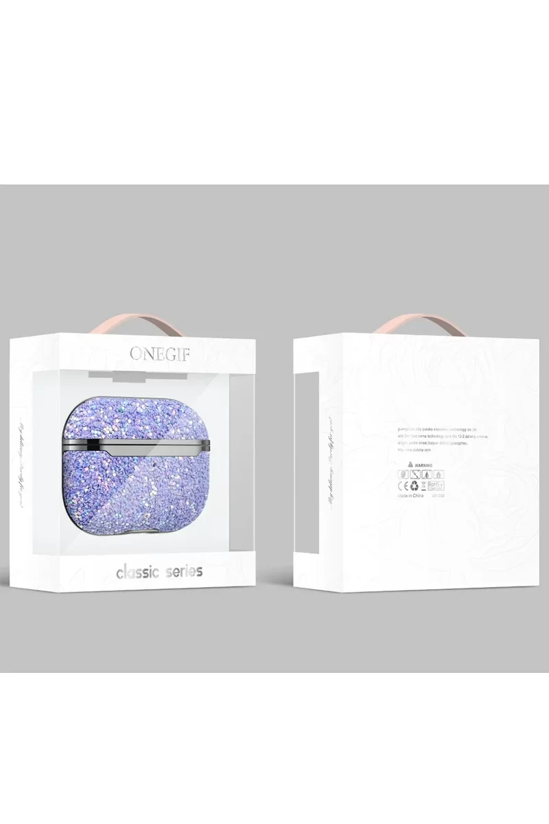 Onegif Airpods 3 (3.nesil) Bright Simli Airpods Kapak - Derin Mor