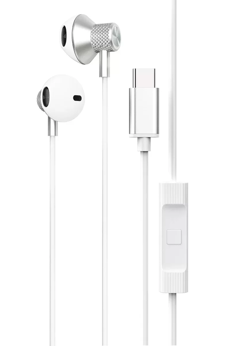 Newface LS-730 1.2M iPhone 15 Serisi ile Uyumlu Type-C Kablolu Kulaklık - Gümüş