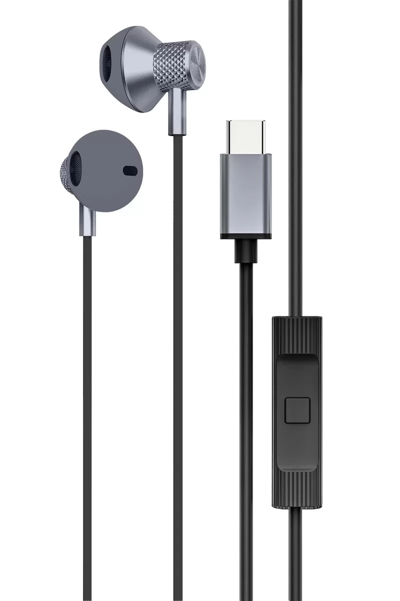 Newface LS-730 1.2M iPhone 15 Serisi ile Uyumlu Type-C Kablolu Kulaklık - Gri