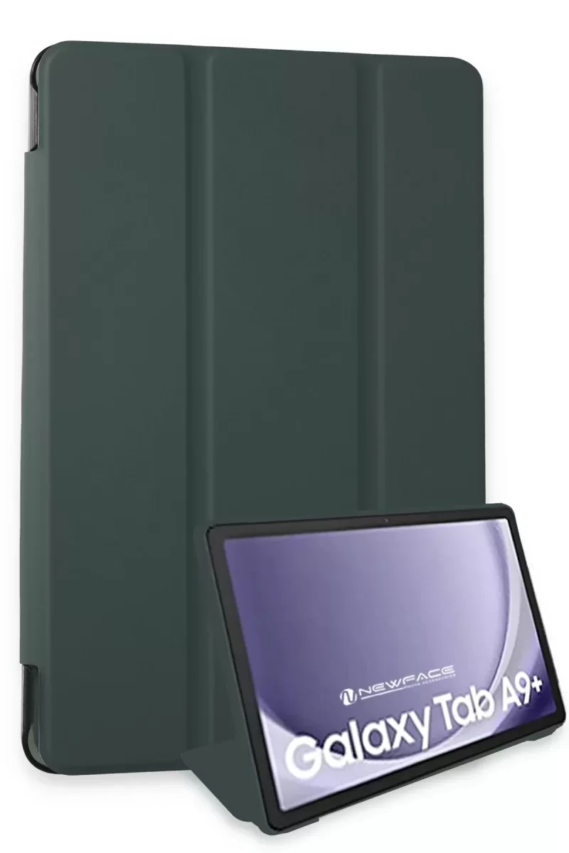 Newface Samsung Galaxy Tab A9 Plus Kılıf Tablet Smart Kılıf - Koyu Yeşil