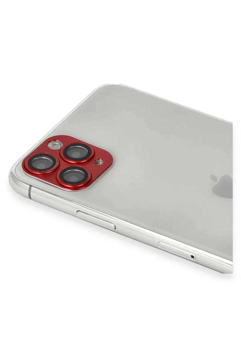 Newface iPhone 11 Pro Max Pers Alüminyum Kamera Lens - Kırmızı