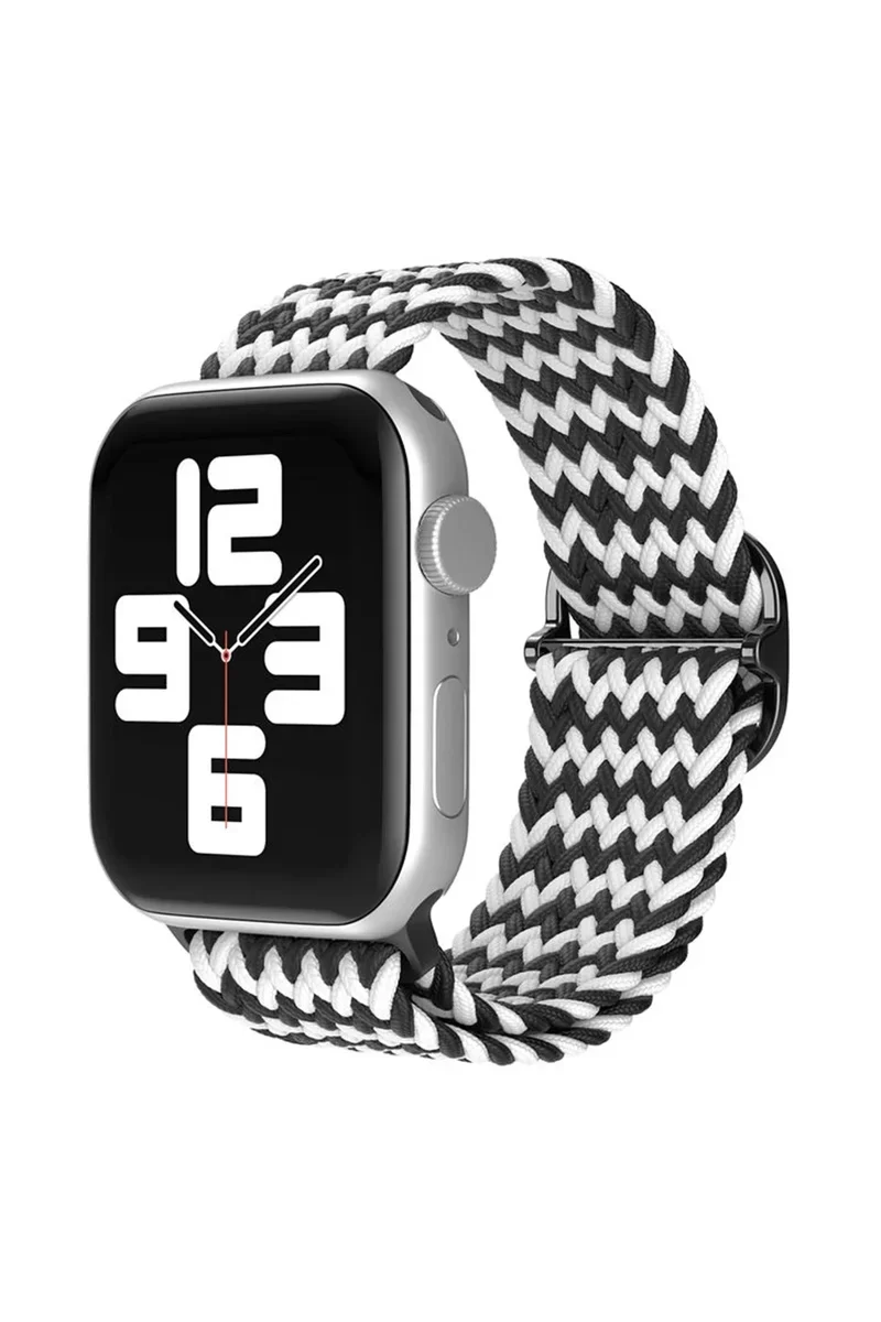 Newface Apple Watch 38mm Star Kordon - Zigzag Siyah-Beyaz
