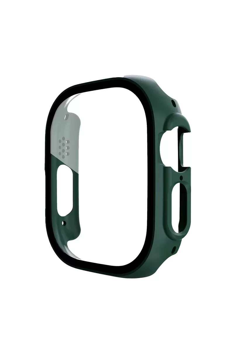 Newface Apple Watch Ultra 49mm Desert Camlı Kasa Ekran Koruyucu - Koyu Yeşil