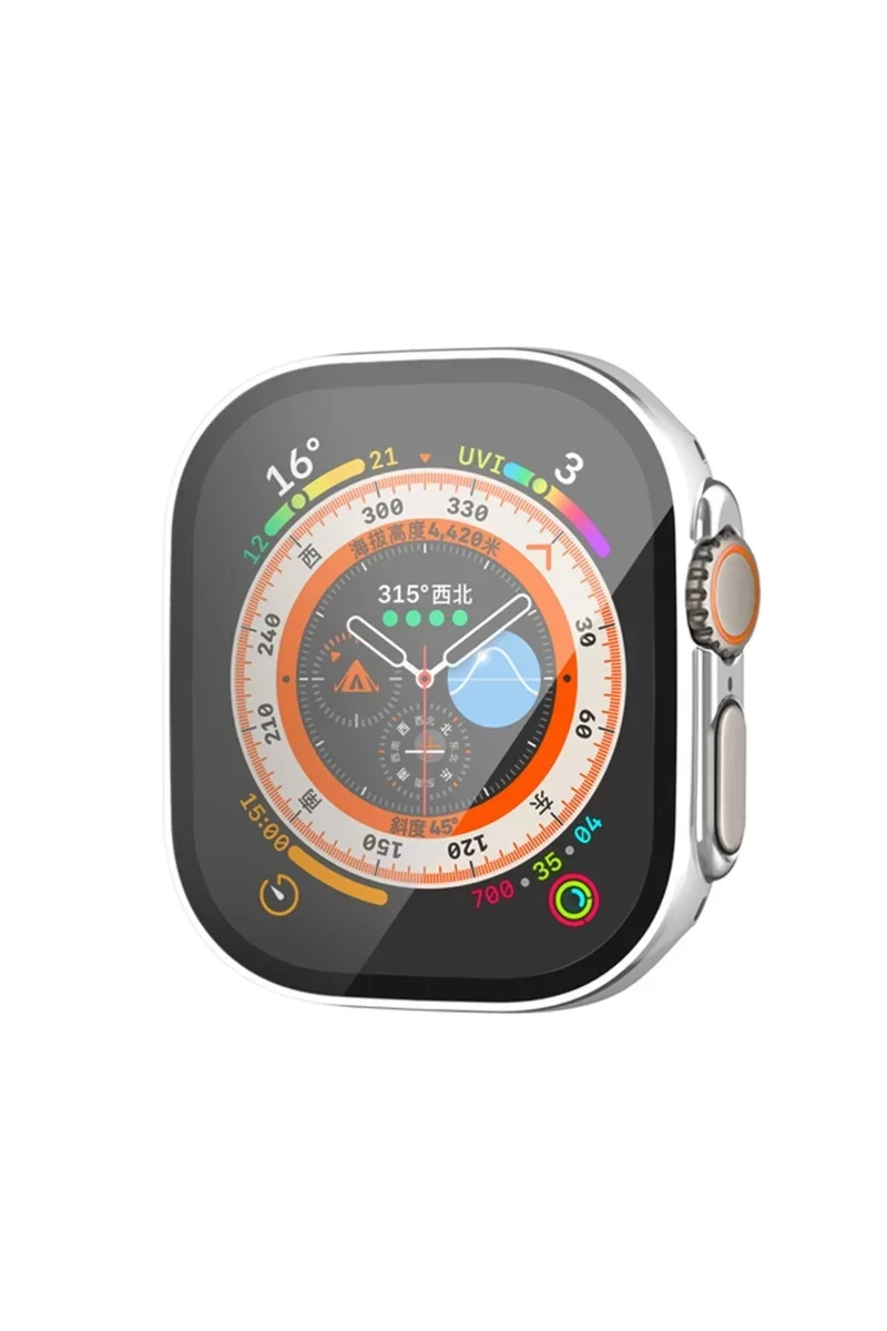 Newface Apple Watch Ultra 49mm Legend Camlı Kasa Ekran Koruyucu - Gümüş