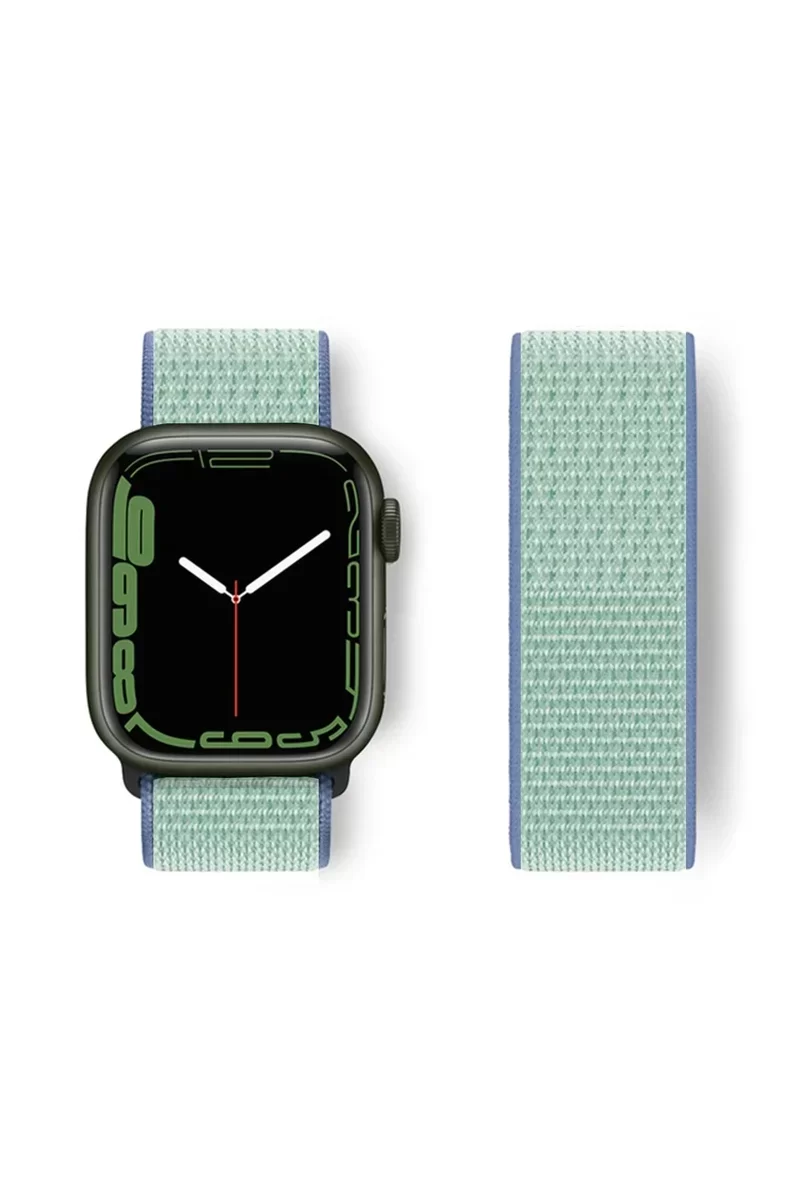 Newface Apple Watch 42mm Hasırlı Cırtcırtlı Kordon - Mavi-Turkuaz