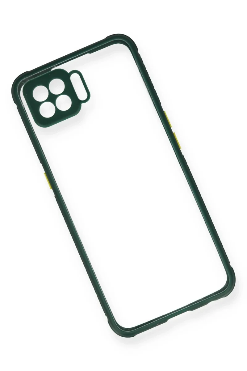 Newface Oppo Reno 4 Lite Kılıf Miami Şeffaf Silikon - Koyu Yeşil