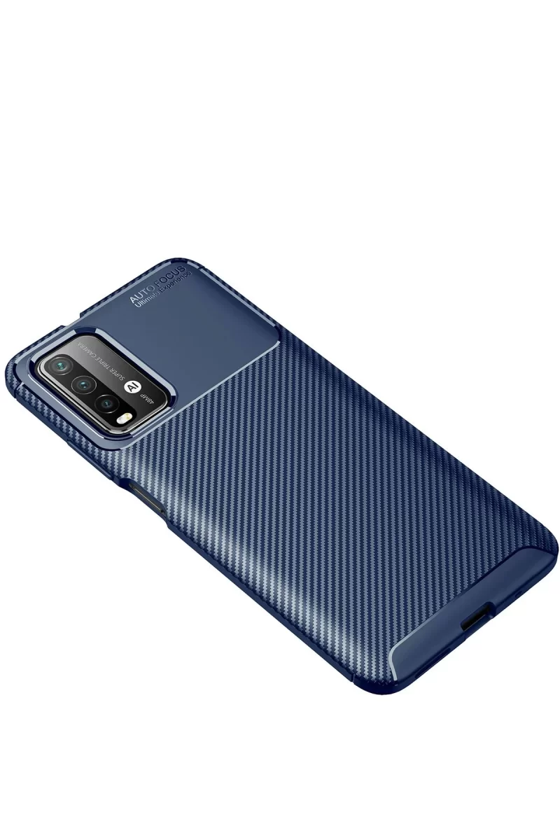 Newface Xiaomi Redmi 9T Kılıf Auto Focus Karbon Kapak - Lacivert