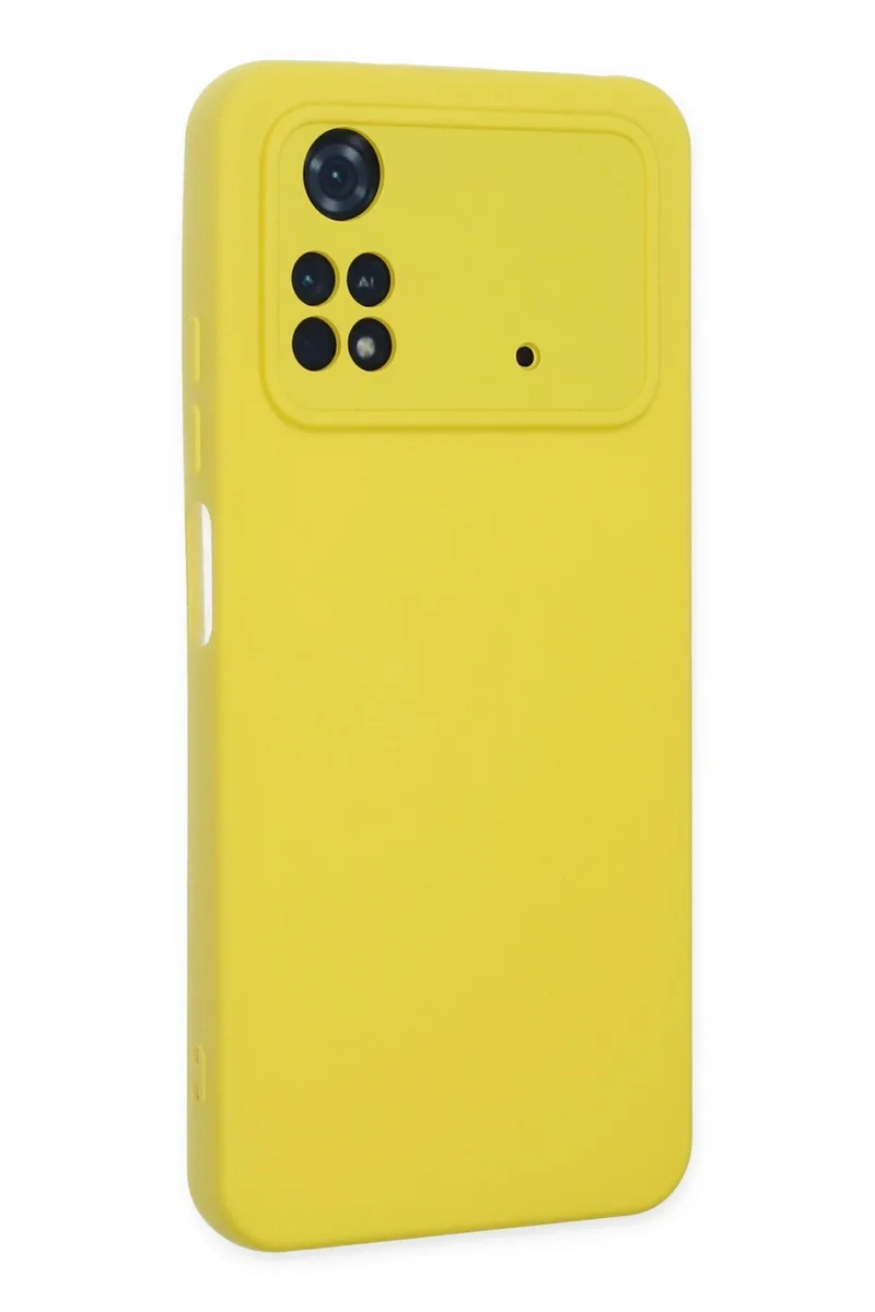 Newface Xiaomi Poco M4 Pro 4G Kılıf Nano içi Kadife Silikon - Sarı