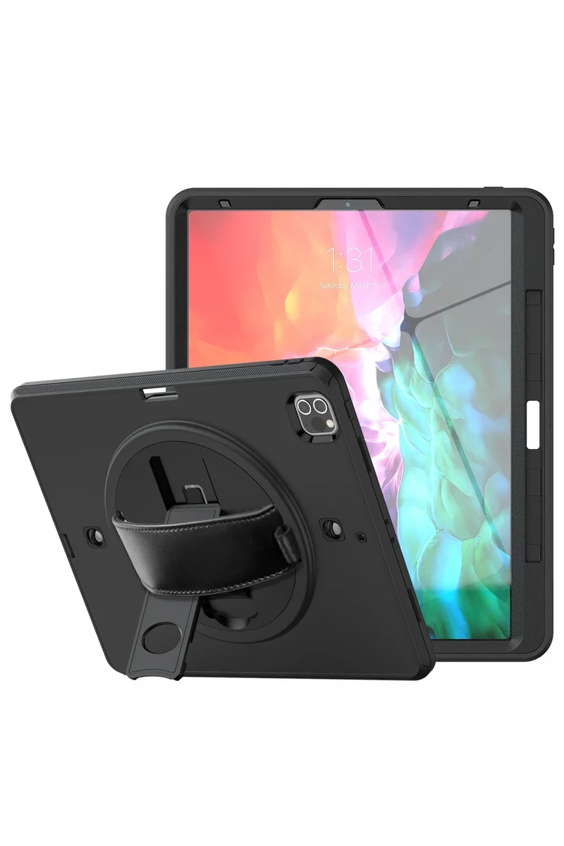 Newface iPad Pro 12.9 (2021) Kılıf Strap-C Otterbox Tablet Kapak - Siyah