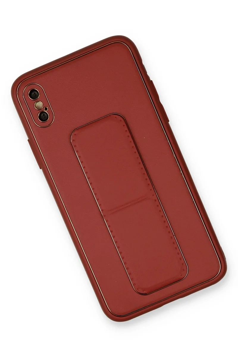 Newface iPhone XS Max Kılıf Coco Deri Standlı Kapak - Fuşya