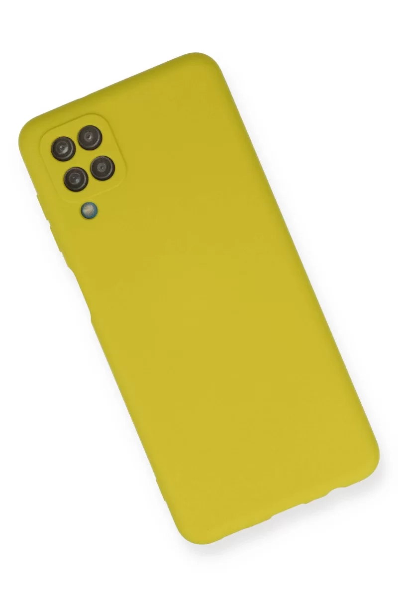 Newface Samsung Galaxy A12 Kılıf Nano içi Kadife Silikon - Sarı