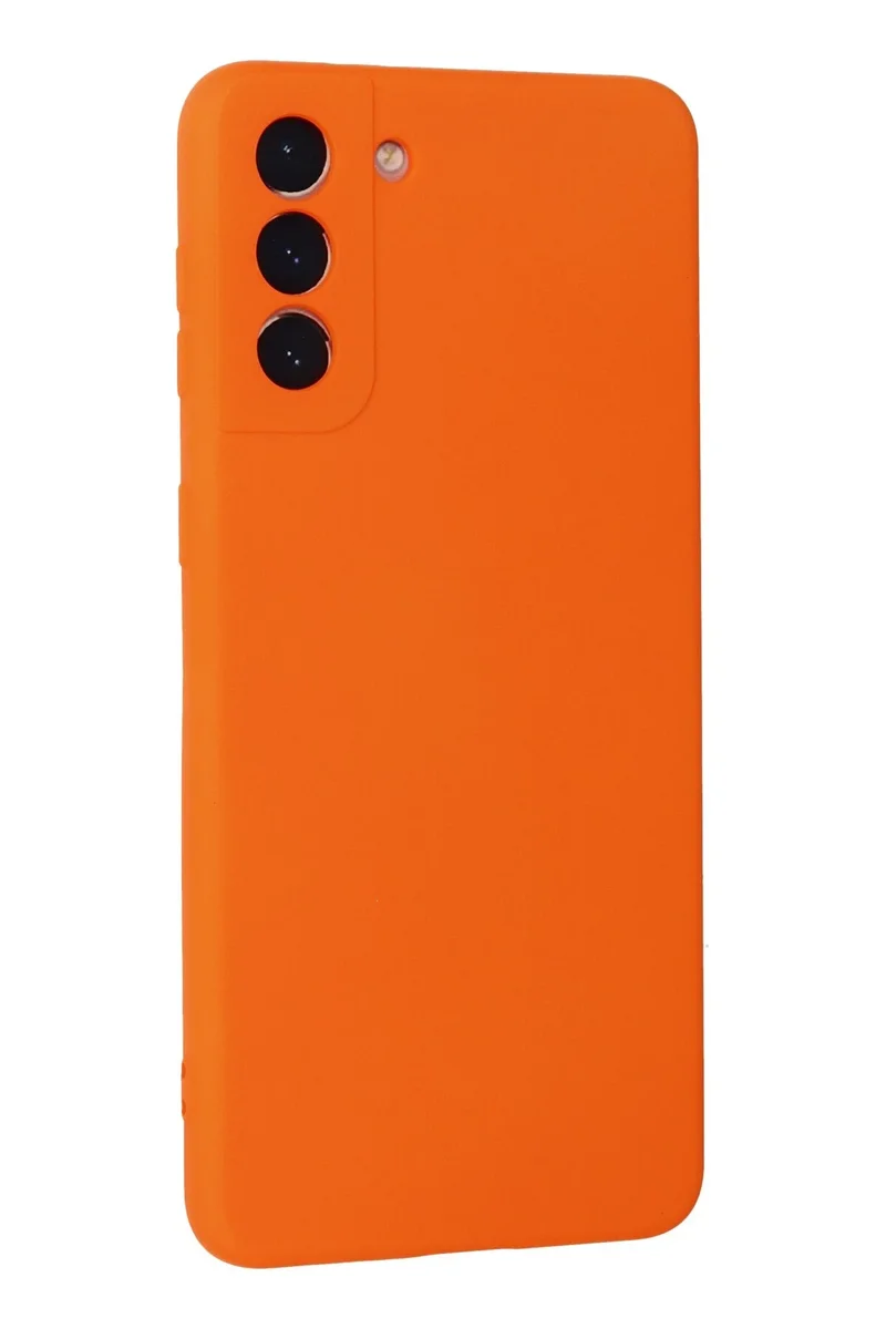 Newface Samsung Galaxy S21 Plus Kılıf Nano içi Kadife Silikon - Turuncu