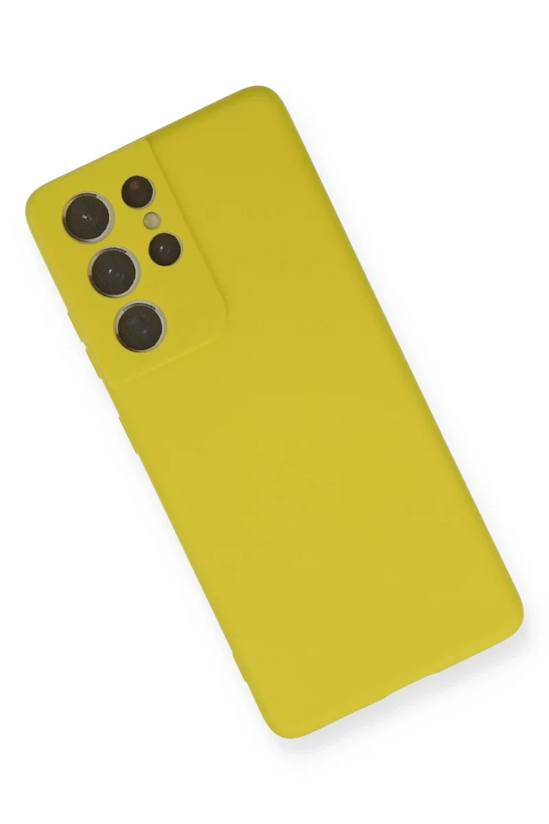 Newface Samsung Galaxy S21 Ultra Kılıf Nano içi Kadife Silikon - Sarı