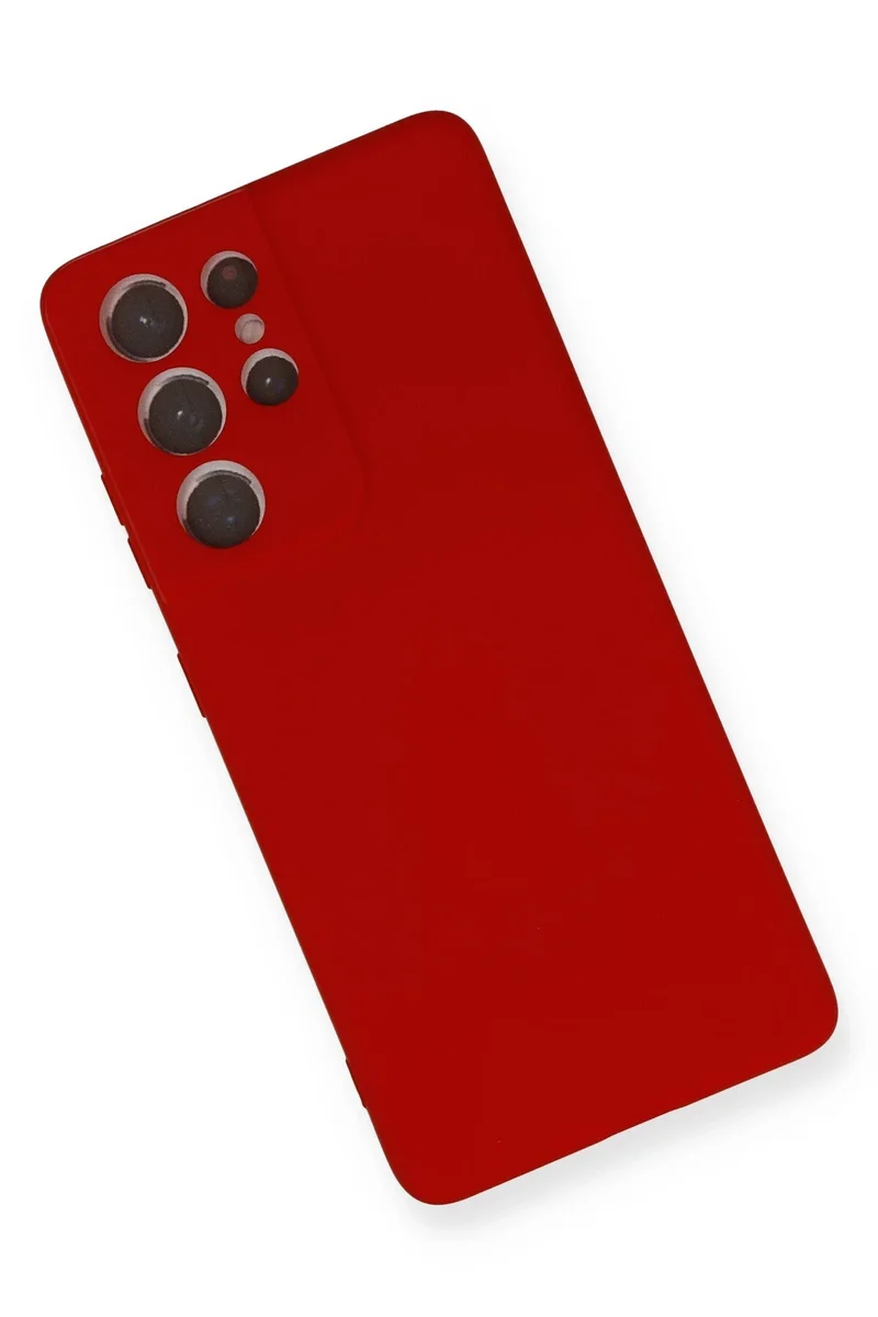Newface Samsung Galaxy S21 Ultra Kılıf Nano içi Kadife Silikon - Kırmızı