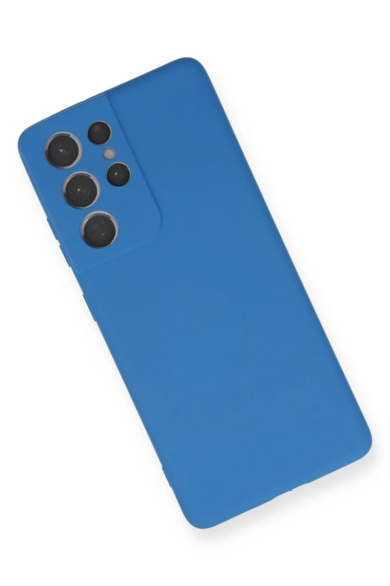 Newface Samsung Galaxy S21 Ultra Kılıf Nano içi Kadife Silikon - Mavi