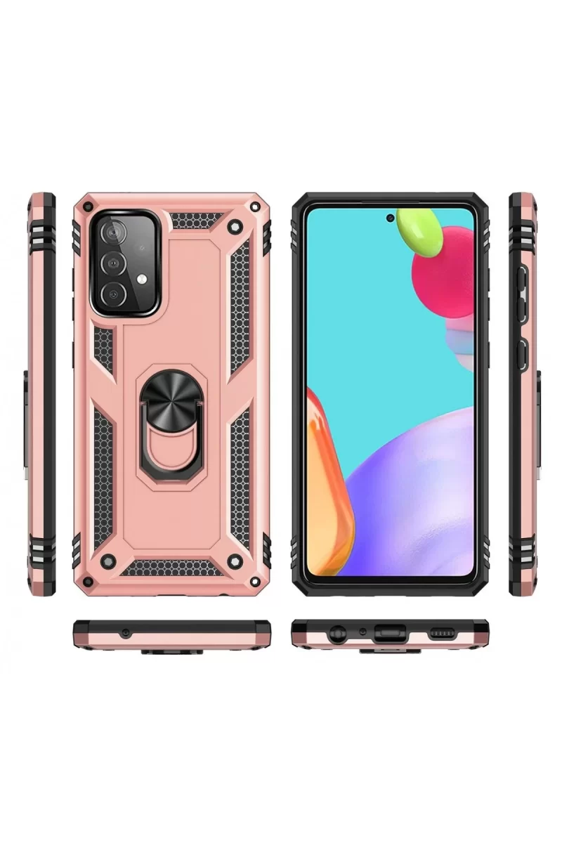 Newface Samsung Galaxy A52 Kılıf Sofya Yüzüklü Silikon Kapak - Rose