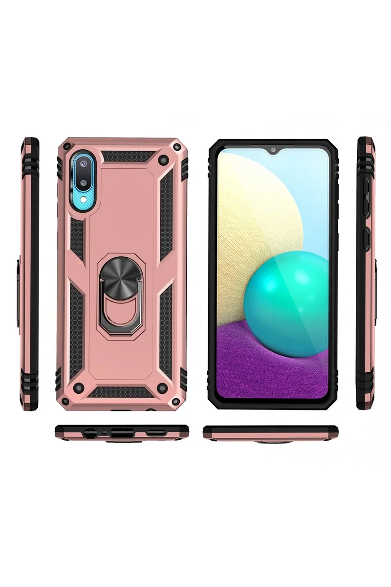 Newface Samsung Galaxy A02 Kılıf Sofya Yüzüklü Silikon Kapak - Rose
