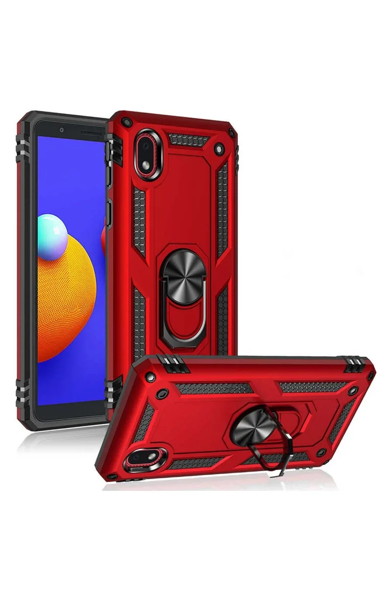 Newface Samsung Galaxy A01 Core Kılıf Sofya Yüzüklü Silikon Kapak - Siyah