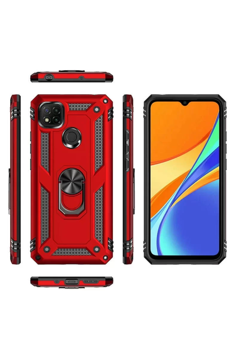 Newface Xiaomi Redmi 9C Kılıf Sofya Yüzüklü Silikon Kapak - Rose