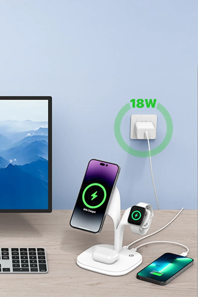 Newface YM-UD22 Kablosuz Şarj Masaüstü Set - Beyaz