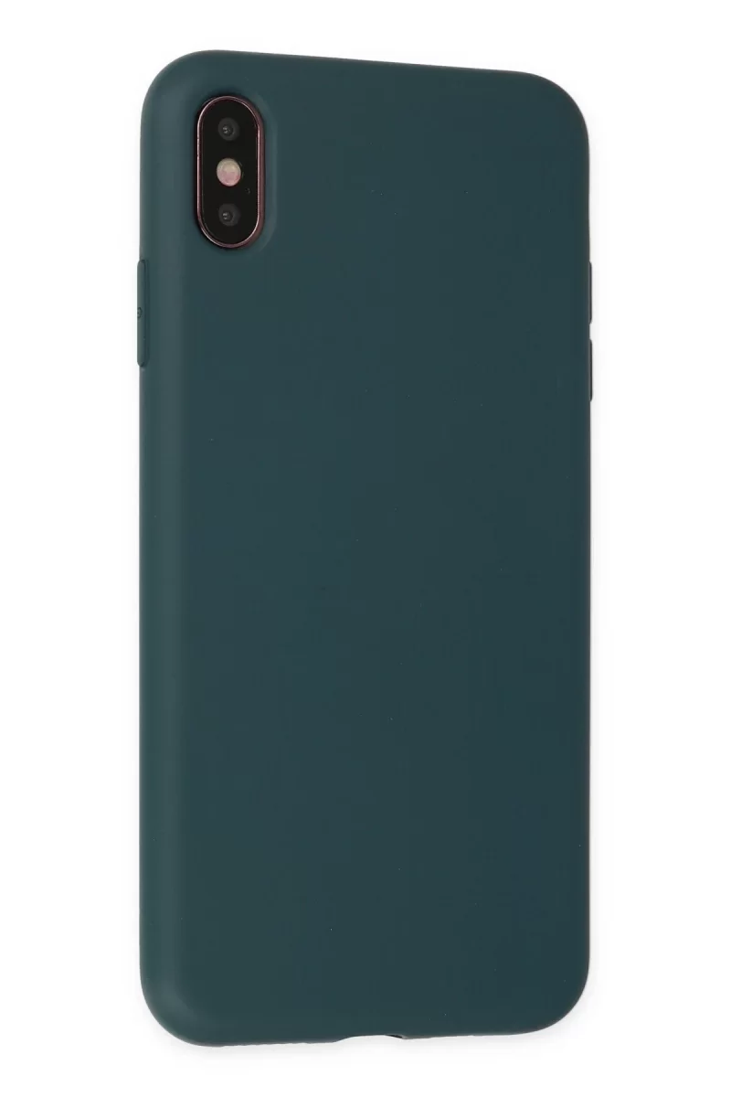 Newface iPhone XS Max Kılıf Nano içi Kadife Silikon - Koyu Yeşil