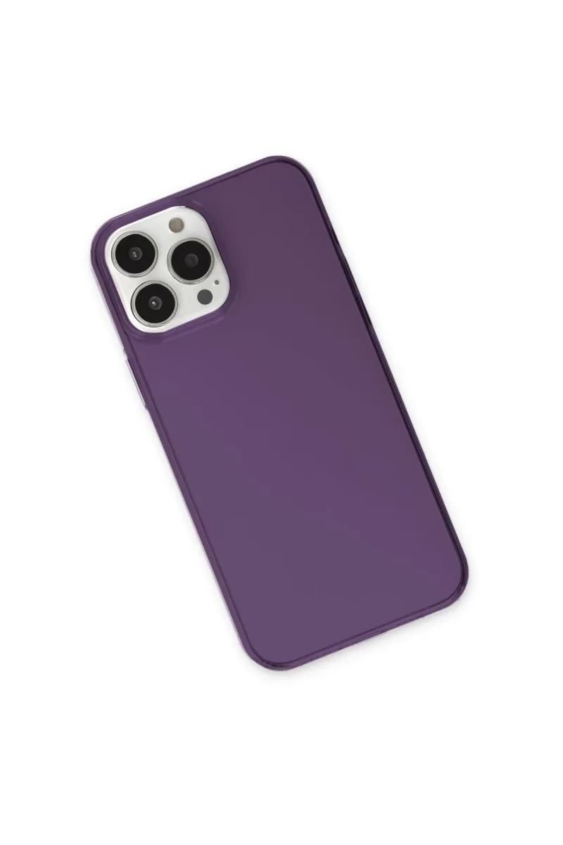 Newface iPhone 13 Pro Max Kılıf Pc Sert Şeffaf Kapak - Mor