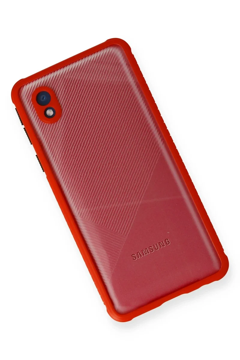 Newface Samsung Galaxy A01 Core Kılıf Miami Şeffaf Silikon - Kırmızı