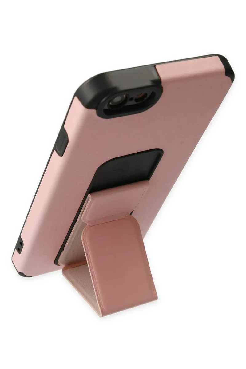 Newface iPhone 6 Kılıf Mega Standlı Silikon - Pudra