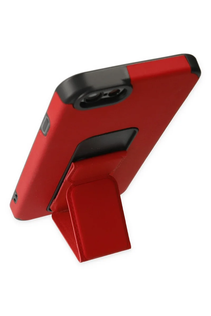 Newface iPhone 6 Kılıf Mega Standlı Silikon - Kırmızı