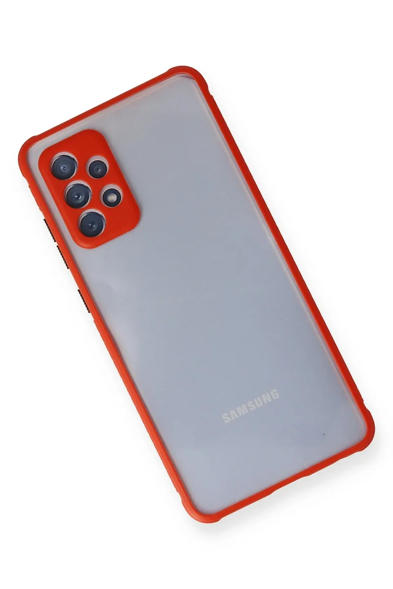 Newface Samsung Galaxy A72 Kılıf Miami Şeffaf Silikon - Kırmızı