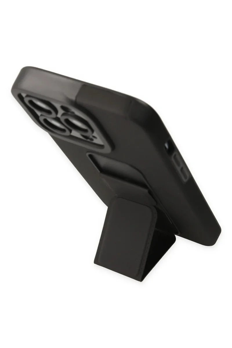 Newface iPhone 13 Pro Kılıf Mega Standlı Silikon - Siyah