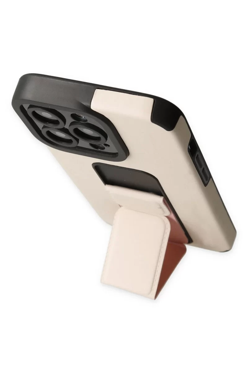 Newface iPhone 13 Pro Kılıf Mega Standlı Silikon - Gold