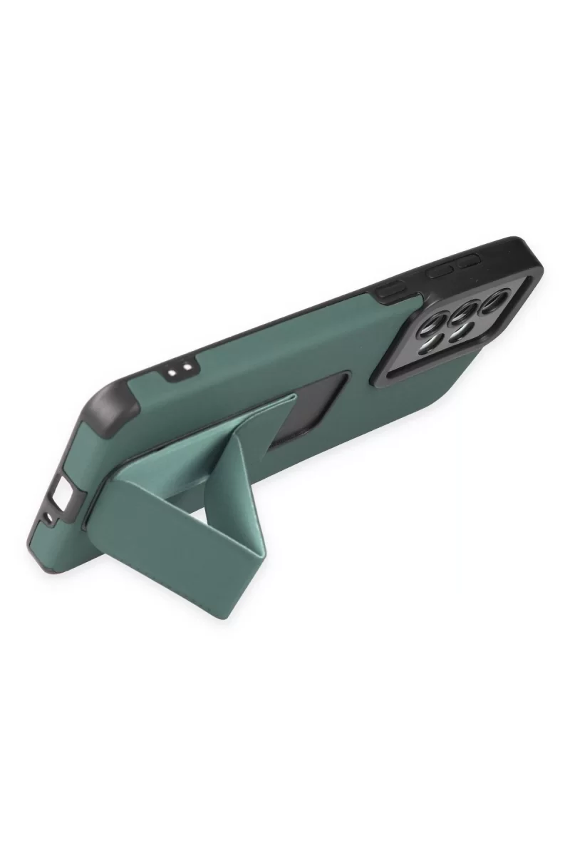 Newface Samsung Galaxy A33 5G Kılıf Mega Standlı Silikon - Yeşil