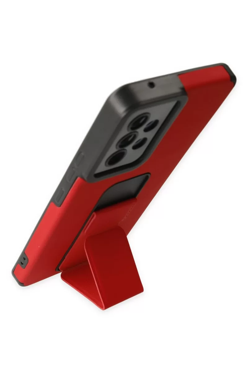 Newface Samsung Galaxy A53 5G Kılıf Mega Standlı Silikon - Kırmızı